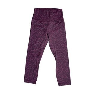 LULULEMON 22” Crop Burgundy Black Animal Print Leggings Women’s Size 4